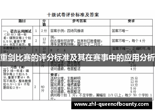 重剑比赛的评分标准及其在赛事中的应用分析